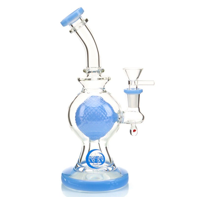 Olympus Atom Water Pipe with large jet ball perc, curved neck and colored glass