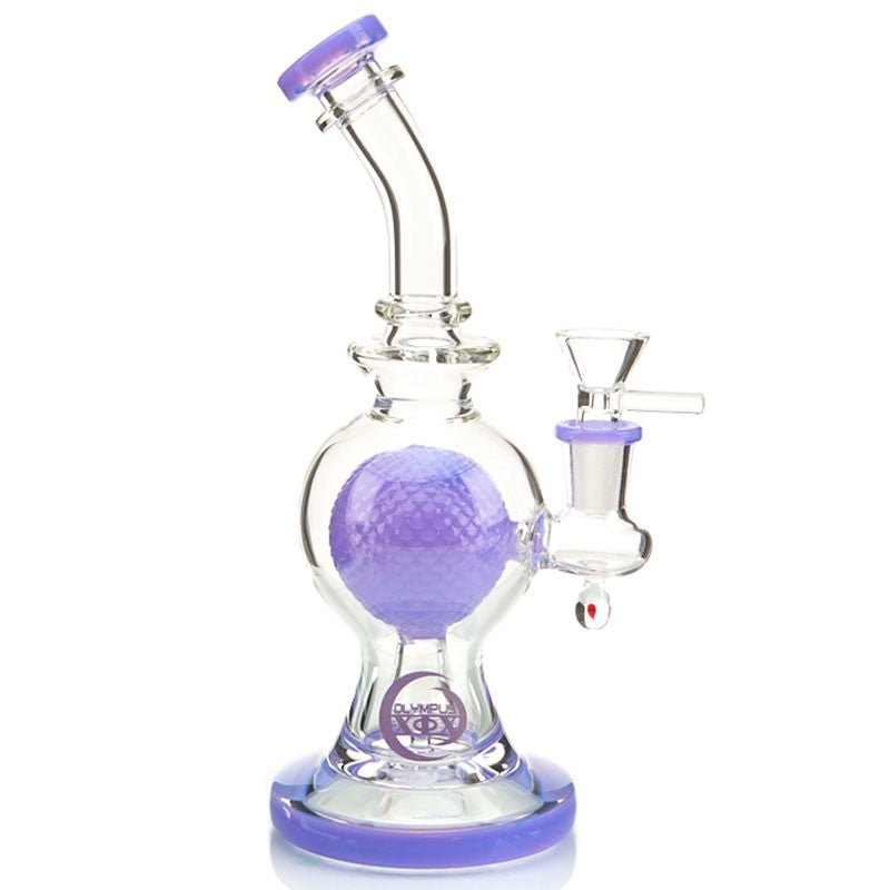 Olympus Atom Water Pipe with large jet ball perc, curved neck and colored glass