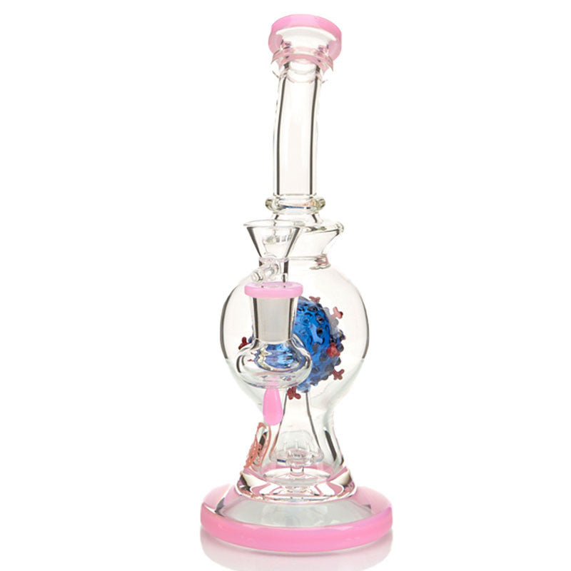 Olympus COVID Water Pipe with Slitted Perc and COVID model in center chamber