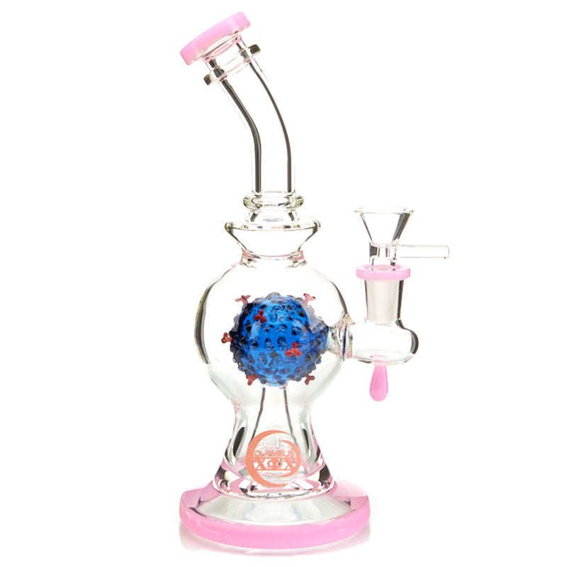 Olympus COVID Water Pipe with Slitted Perc and COVID model in center chamber