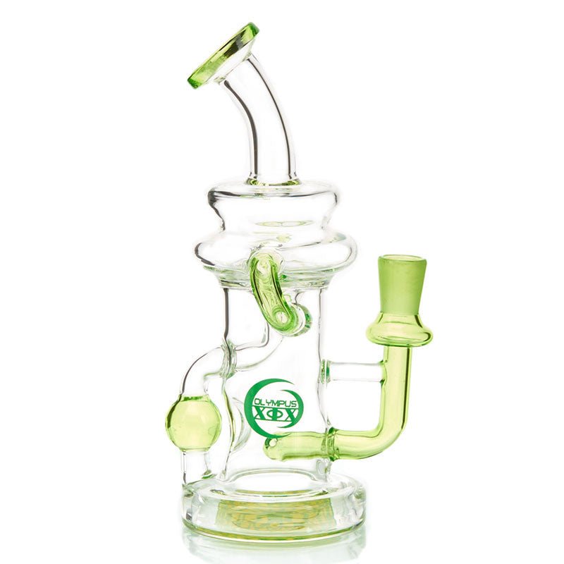 Olympus Double Uptake Recycler Dab Rig with Colored Borosilicate Glass and Perc