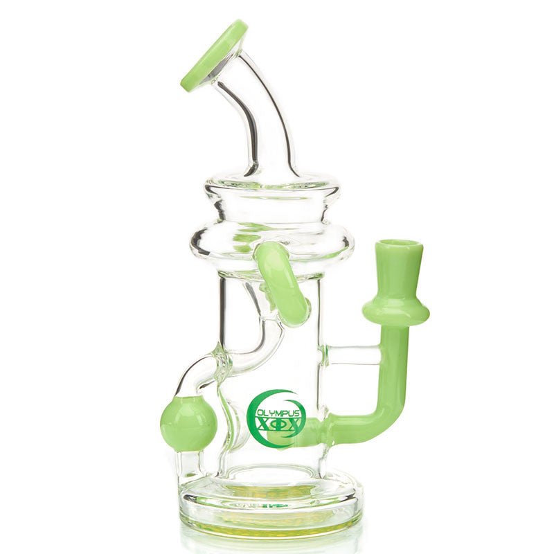 Olympus Double Uptake Recycler Dab Rig with Colored Borosilicate Glass and Perc