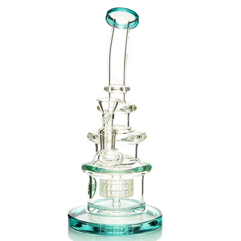 Olympus Wedding Cake Style Water Pipe with colored borosilicate glass and FREE flower bowl
