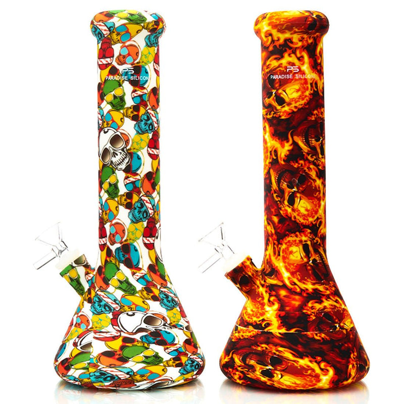 Paradise Silicone Art Beaker with Skulls