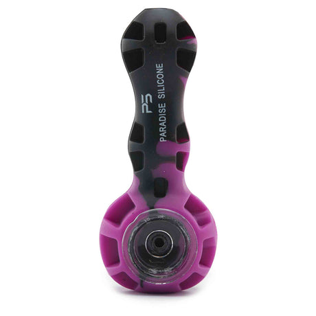 silicone hand pipe spoon with glass bowl for dry herb Black Pink