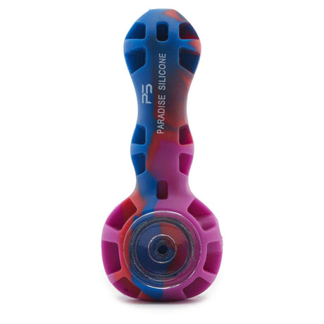 silicone hand pipe spoon with glass bowl for dry herb Blue red Pink
