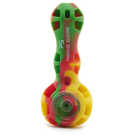 silicone hand pipe spoon with glass bowl for dry herb Yellow Green Red