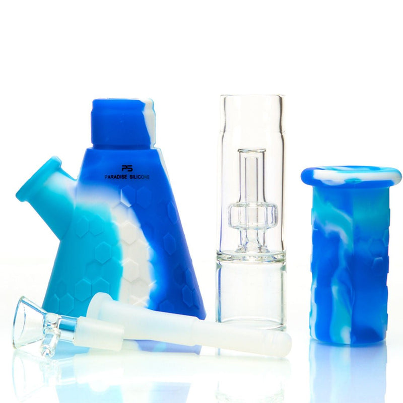 Paradise Silicone Honeycomb Perc Beaker Water Pipe with Bright Colors and Beaker Base 6