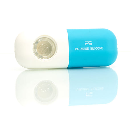 Paradise Silicone Pill Shaped Hand Pipe with Built in Glass Screen Bowl