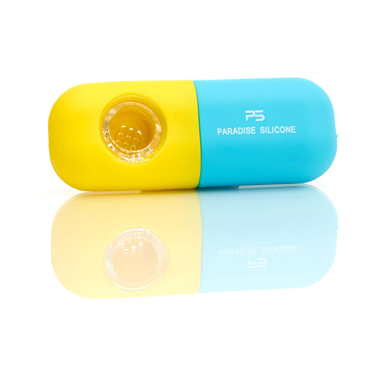 Paradise Silicone Pill Shaped Hand Pipe with Built in Glass Screen Bowl