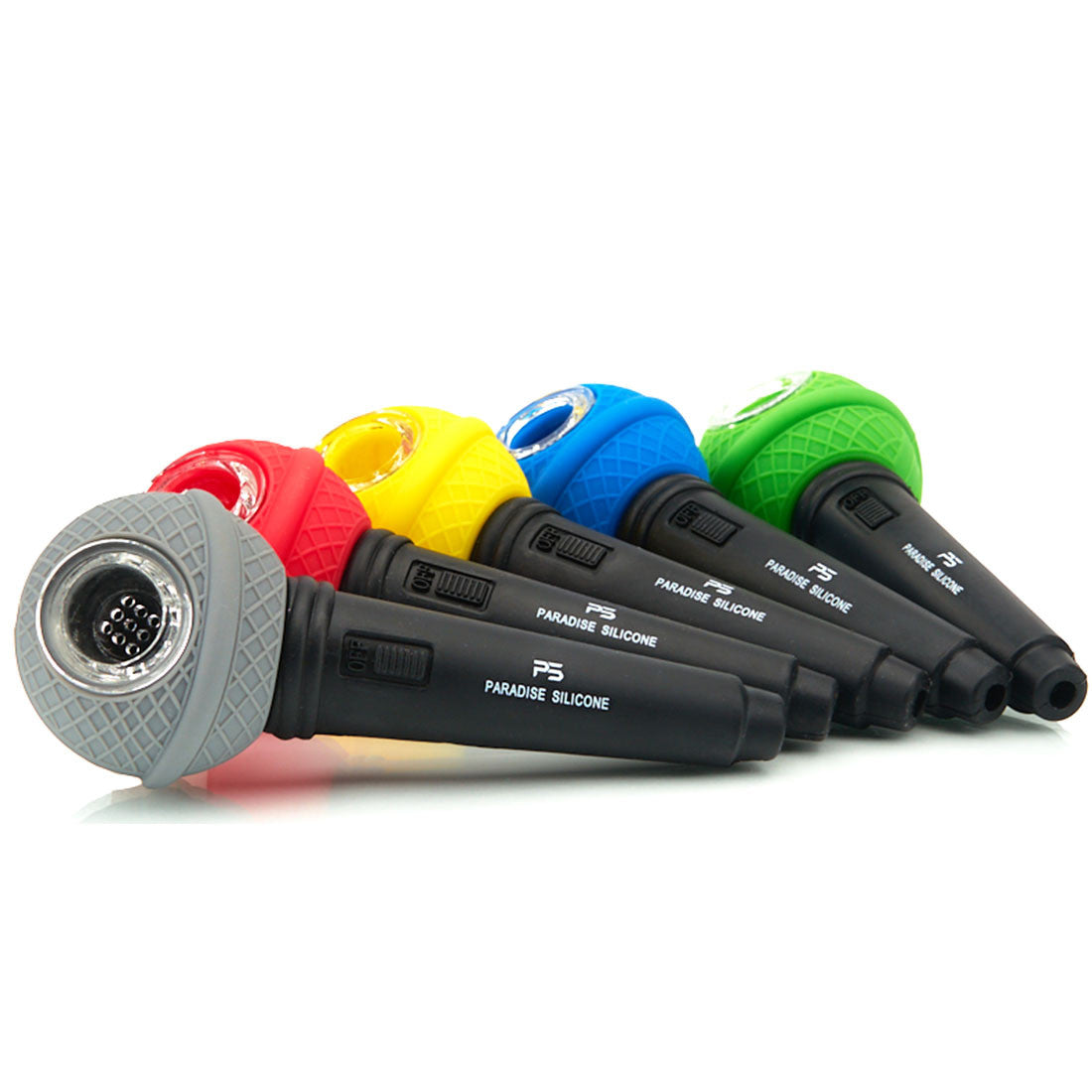 Paradise Silicone The Mic Hand Pipe with Black with built in screen. Available in multi-colors