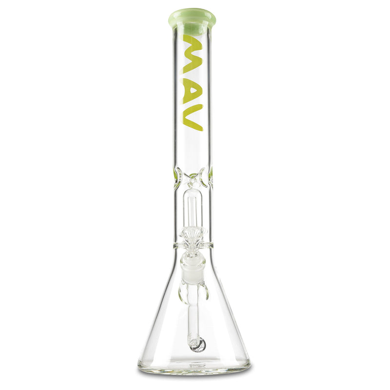 mav glass single ufo beaker water pipe with large beaker base and smooth mint green color accent on mouthpiece