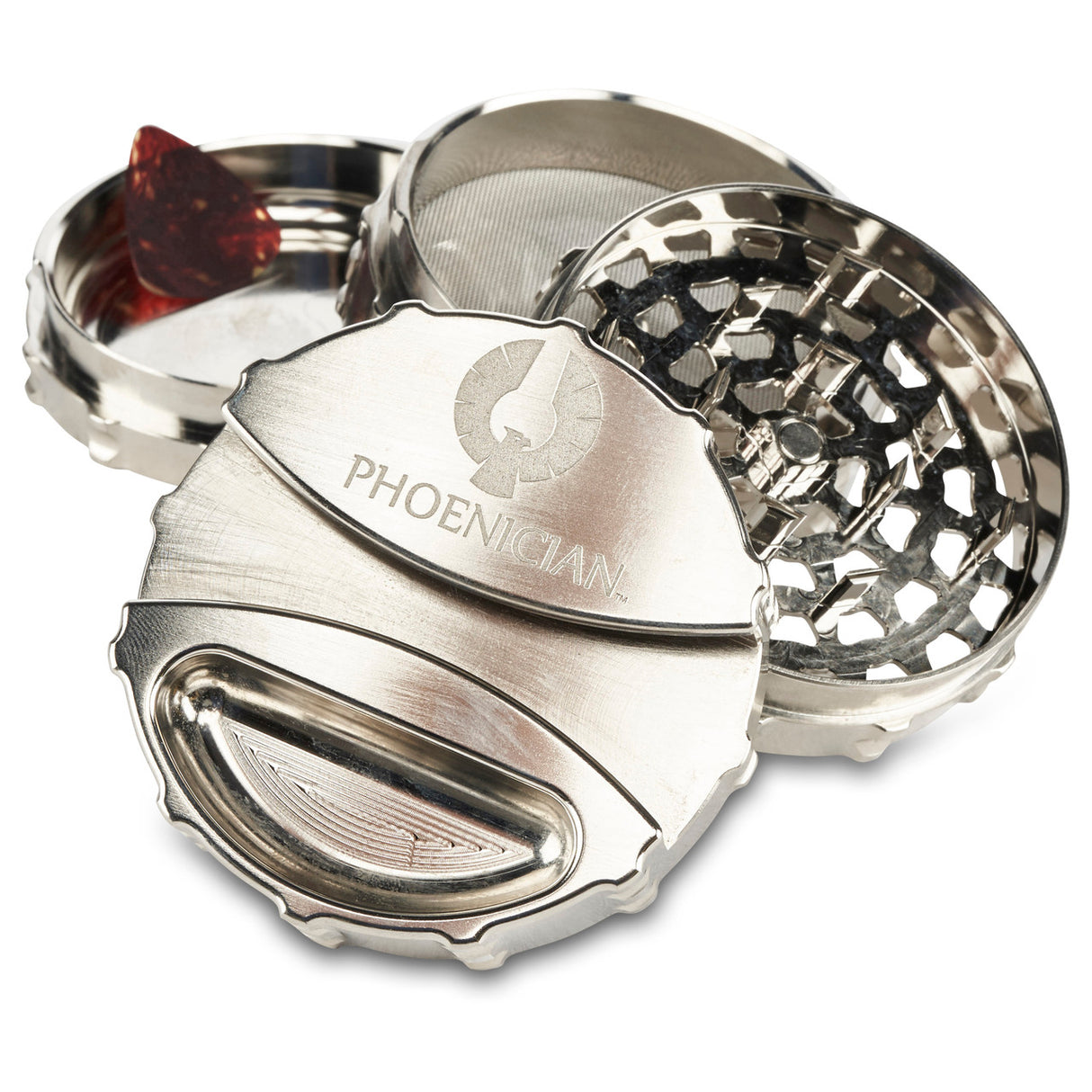 Phoenician large 4 piece grinder chrome plated for dry herb elite series