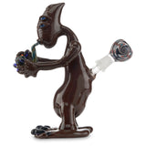 sandal glass lit alien pipe brown colored pipe with 4 eyes