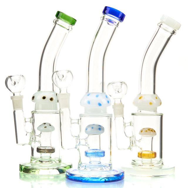 10-Inch Shroom Water Pipe with Colored Glass and Percolator 1
