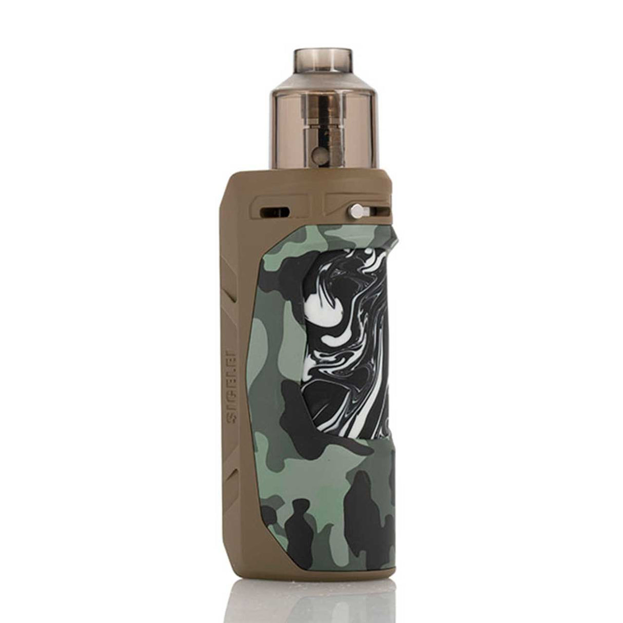 Sigelei HUMVEE 80W Box Mod Starter Kit with zinc-alloy body and rubberized hand grip. Khaki Color Option