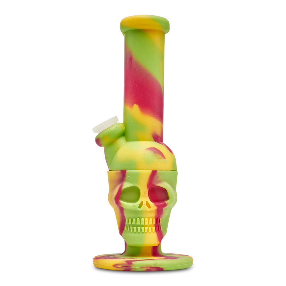 paradise silicone rasta skull bong pipe with glass slide