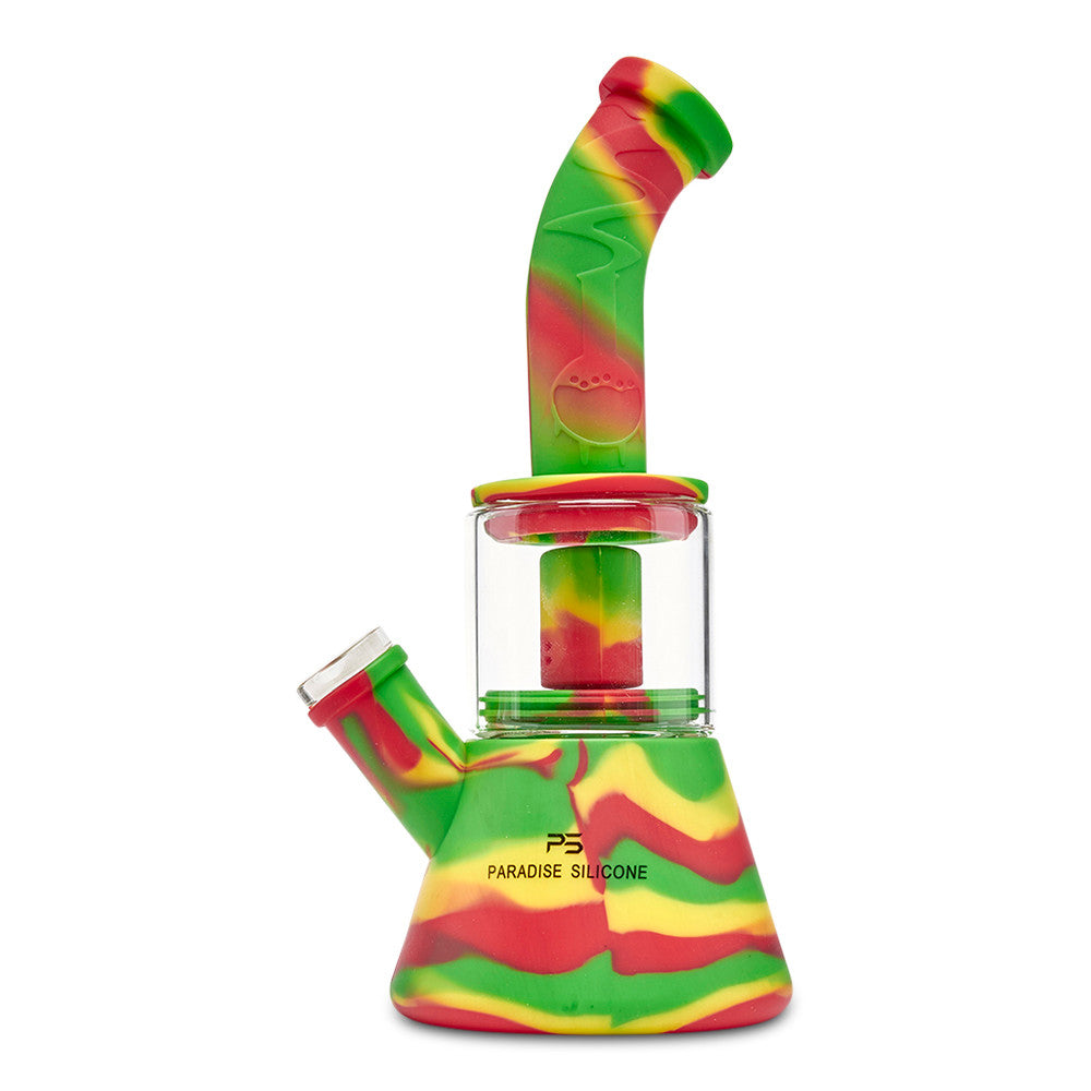 paradise silicone beaker with perc water pipe bong with 14mm glass slide