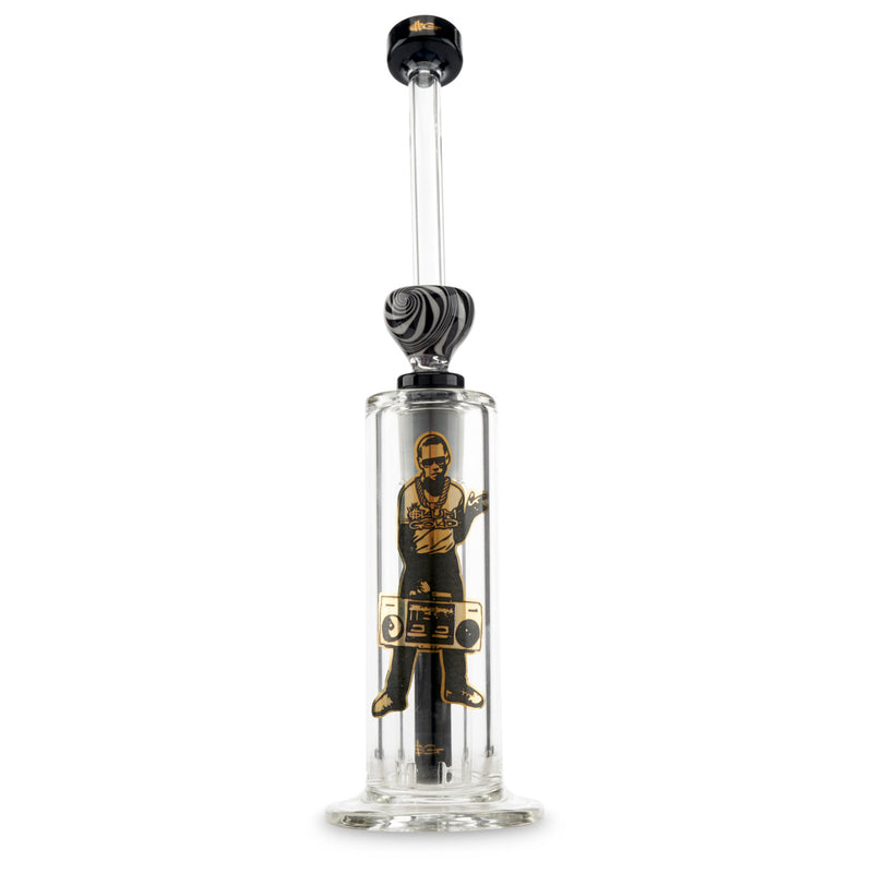 slum gold glass bubbler black with gold print water pipe for smoking