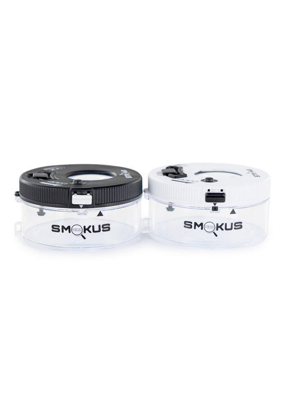 Smokus Focus Jetpack portable airtight acrylic stash jar - white and black airtight