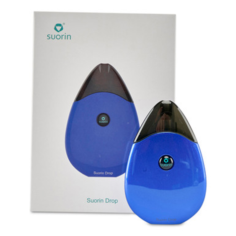 Gloss Blue Sourin drop salt nicotine device starter kit with extra pod.