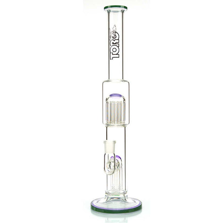 Toro Glass Premium 7 to 13 Full Size Tree Perc Water Pipe with Purple Rain and Forest Green Worked Glass