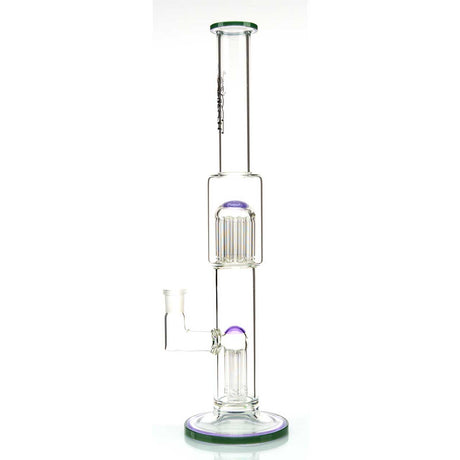 Toro Glass Premium 7 to 13 Full Size Tree Perc Water Pipe with Purple Rain and Forest Green Worked Glass