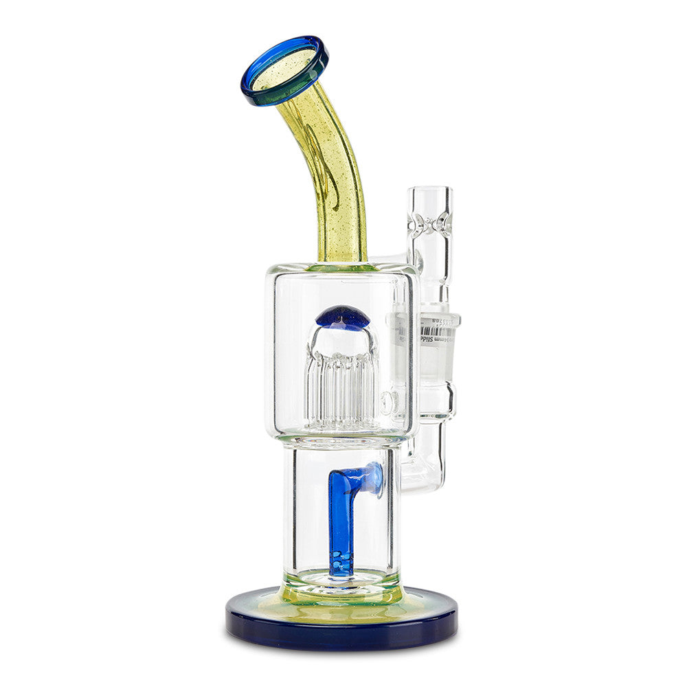 toro glass mac 8 cobalt blue and slyme green dab rig for smoking wax