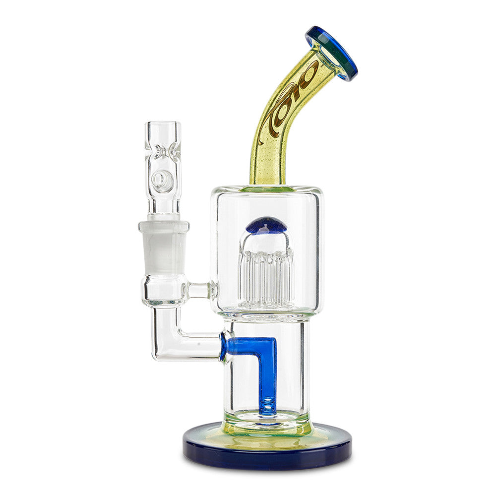 toro glass mac 8 cobalt blue and slyme green colored dab rig