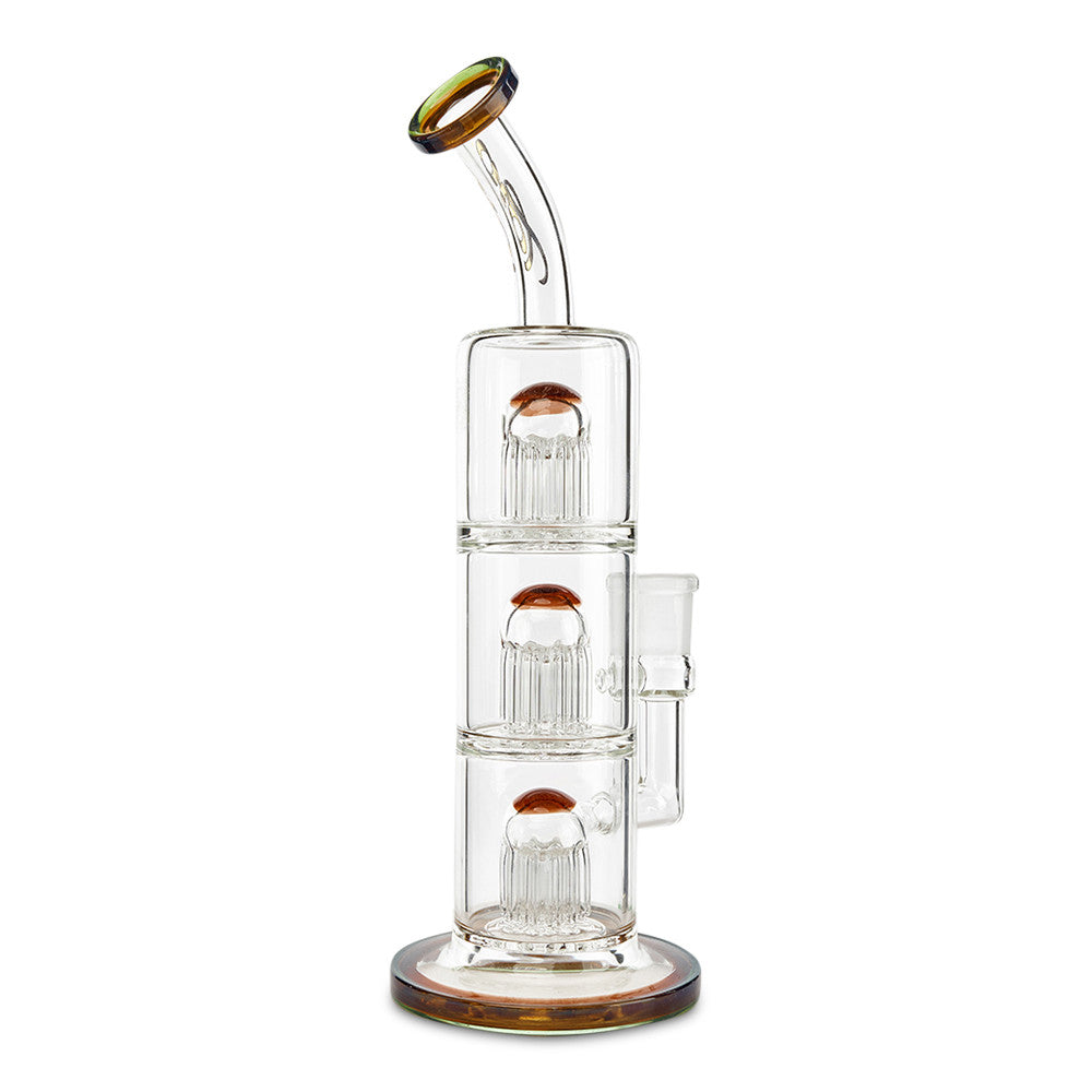 toro glass triple tree brown and green tube for smoking dry herbs