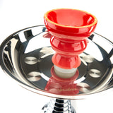 Vadra Hookah Red Etched Glass Vase Stainless Stem Multi-Hose Option
