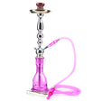 Vadra Huron Single Hose Hookah with Bright Pink Etched Glass Base and Aluminum Stem