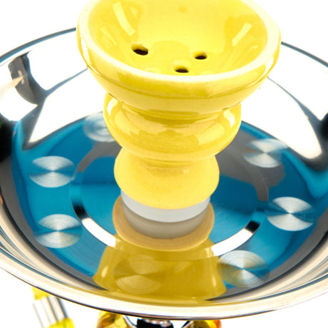 Vadra Ness Multi-Hose Hookah for up to 4 people with matching ceramic bowl bright yellow with black accents