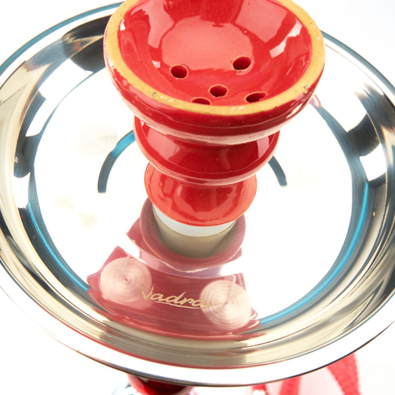 Vadra Turkana Single Hose Hookah with Bright Red Glass Base and Matching Bowl