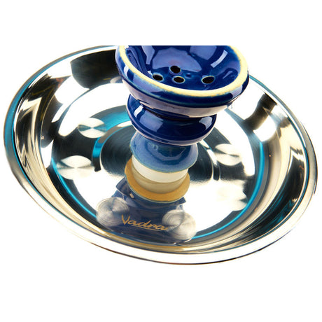 Vadra Caspian Mini Hookah with thick blue glass vase and aluminum stem. Comes with matching ceramic bowl