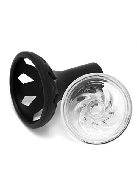 Vortex silicone hookah bowl with glass insert - black silicone