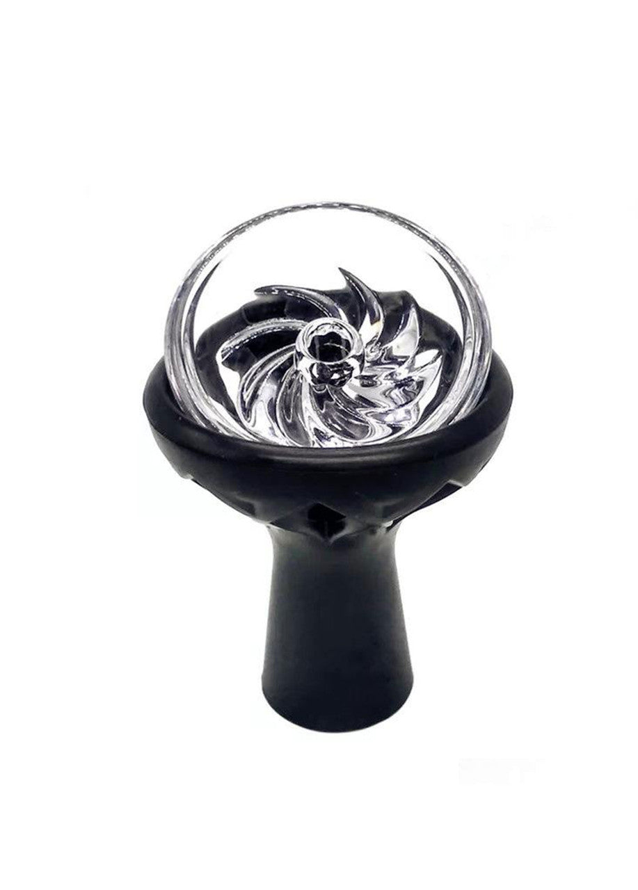 Vortex silicone hookah bowl with glass insert - black silicone