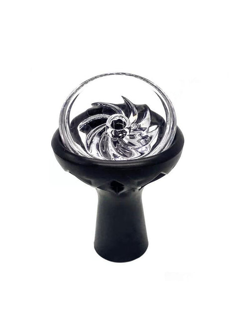 Vortex silicone hookah bowl with glass insert - black silicone