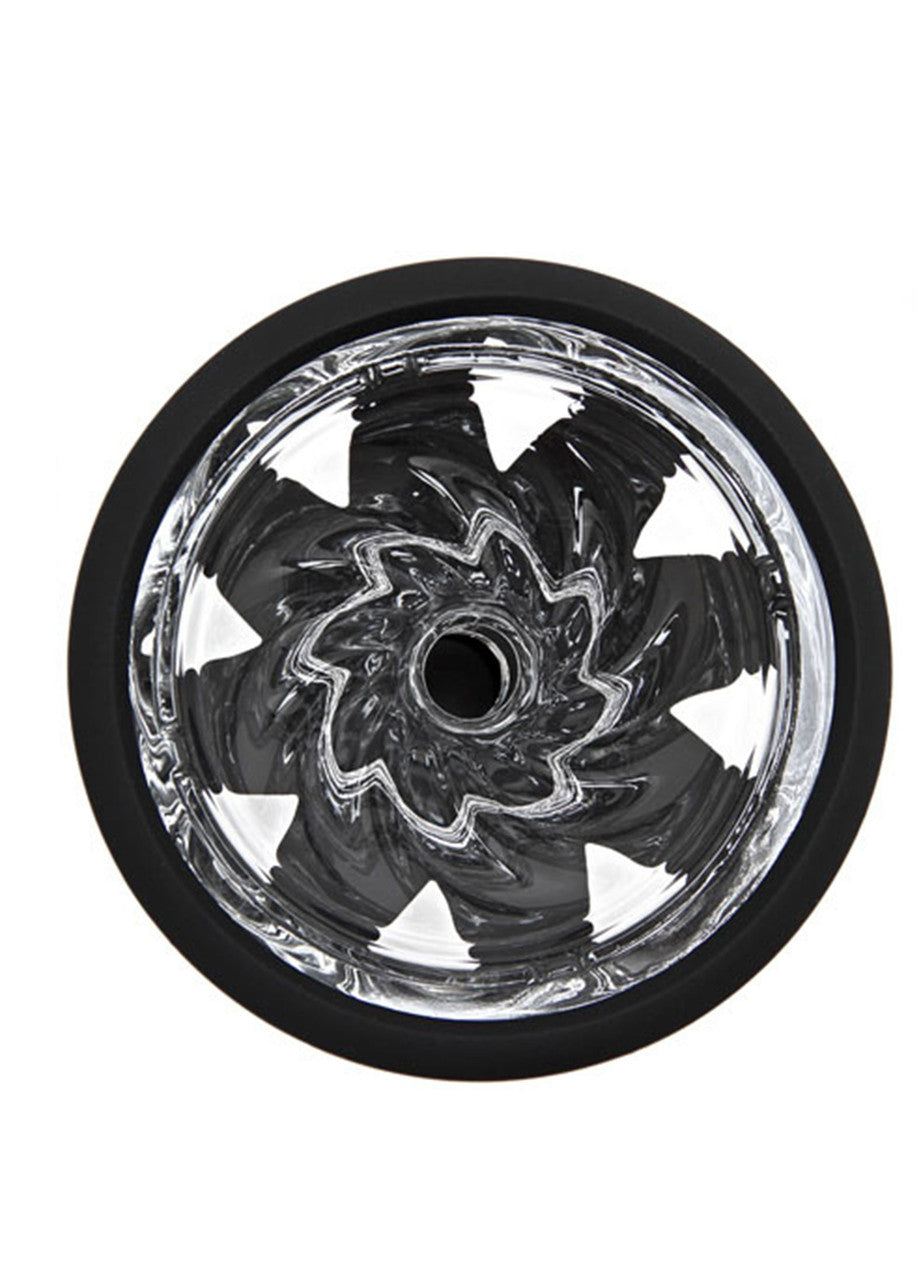 Vortex silicone hookah bowl with glass insert - black silicone