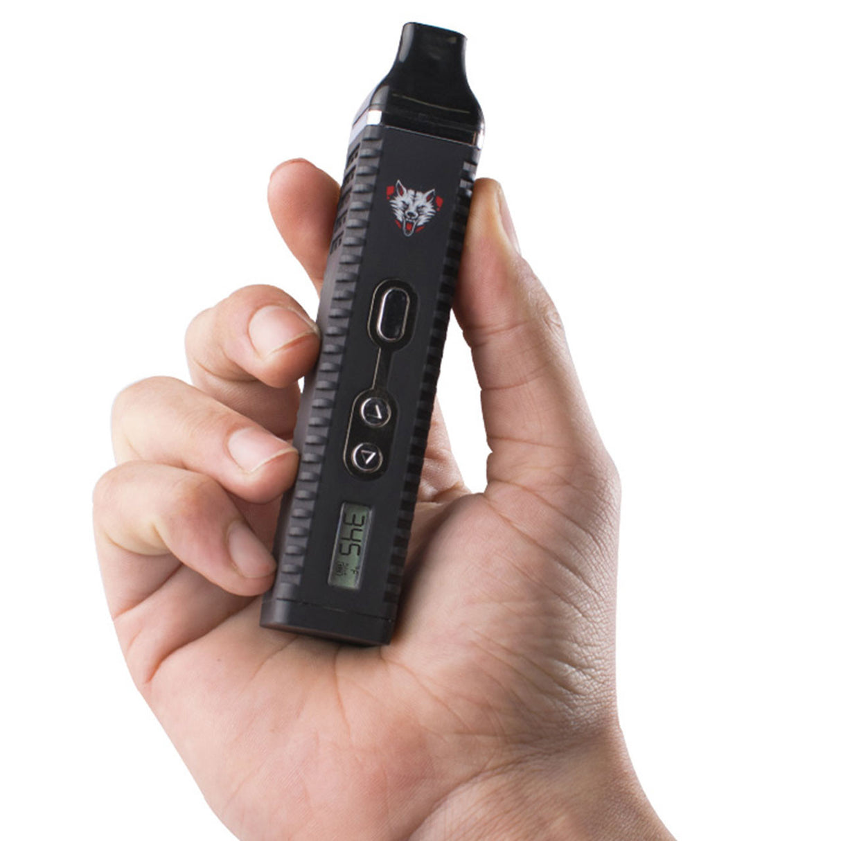 Wulf Vape Dry Herb Digital Vaporizer with LED Indicator Screen and Push Button Start. Portable, lightweight, and discrete